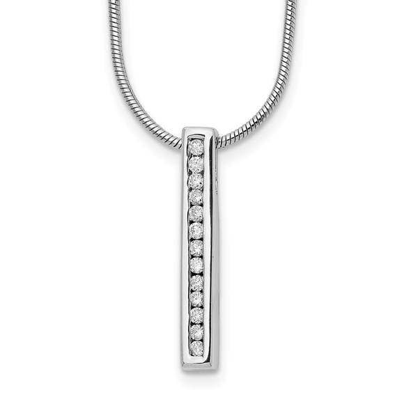 925 Sterling Silver RH 18 Inch Chanel-set Diamond Vertical Bar Necklace 2